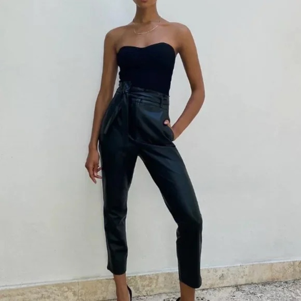 Aritzia Babaton Vegan Leather Belted Pants